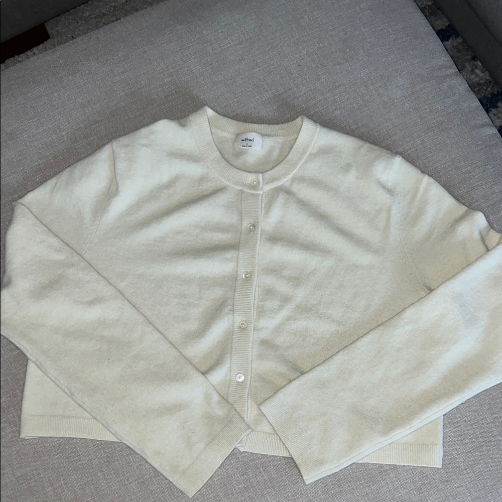 Wilfred Cream Button-Front Crop Cardigan